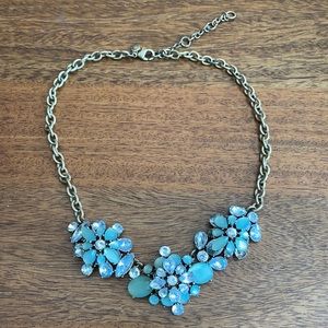 JCREW RHINESTONE AND PALE GREEN STATEMENT NECKLACE